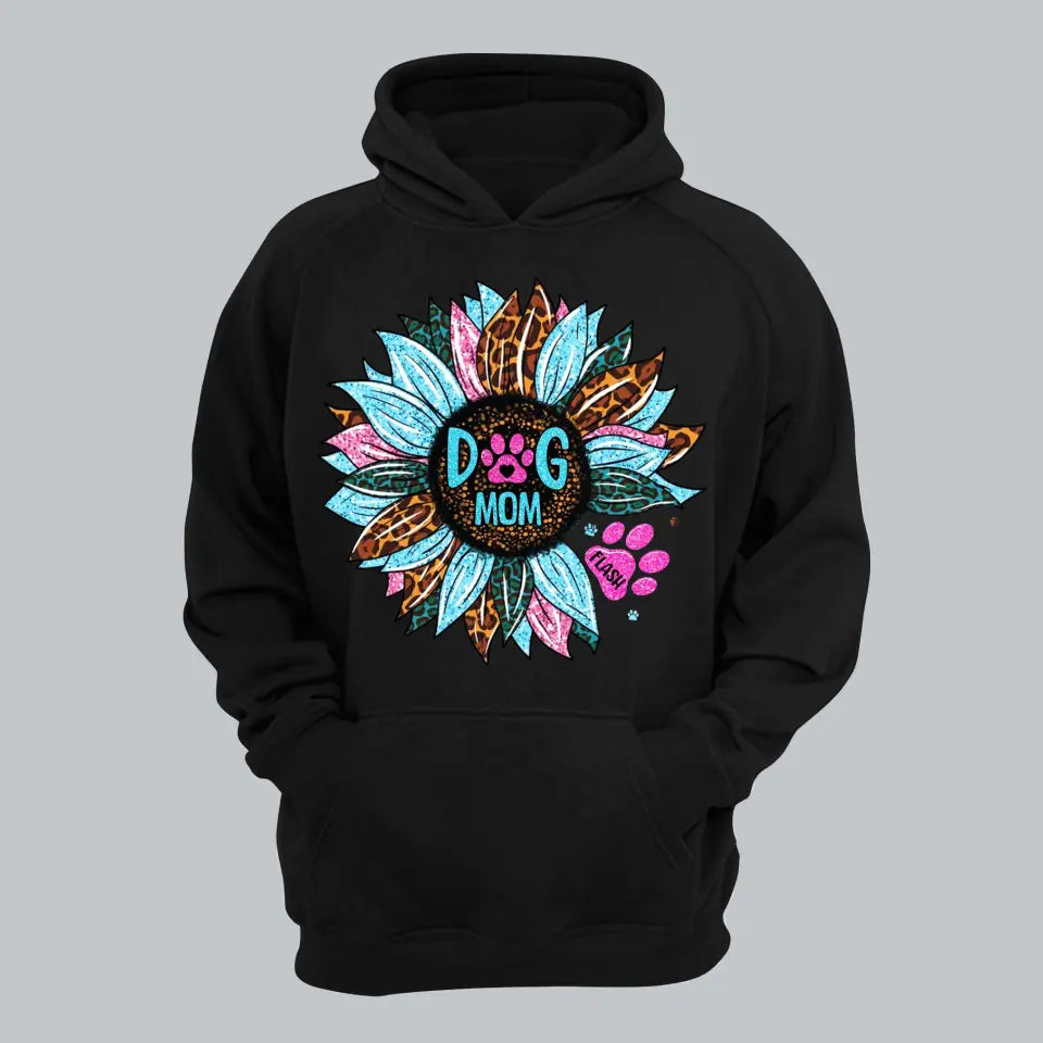 Personalized Sunflower & Dog Mom Tshirt Printed