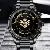 Personalized Canadian Army Retired Rank Camo Custom Name & Served Time Watch Printed