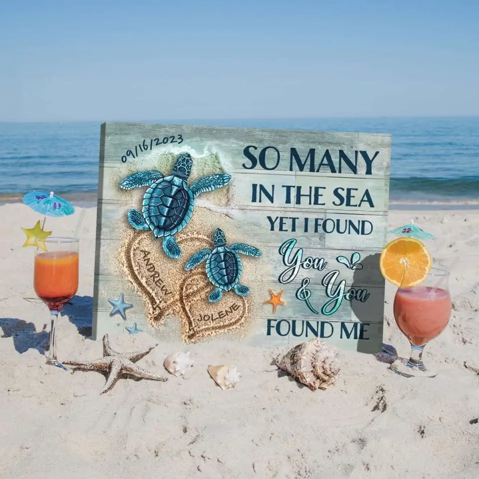 Lovely Gifts for Couples Unique Custom Canvas Wall Art Beach and Turtles