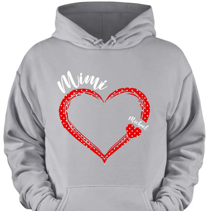 Personalized grandma Nana Mommy aunt child name heart-shaped clothes