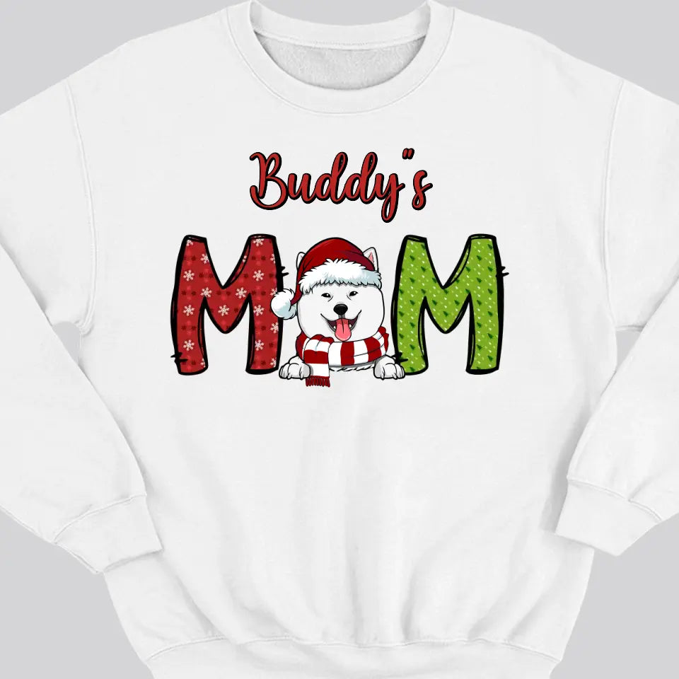 Custom Dog Mom Shirt, Personalized Christmas Dog Sweatshirt, Dog Mom Sweatshirt, Santa Dog Christmas Sweatshirt, Christmas Gift For Dog Mom