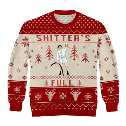 Sh*tter's Full Ugly Christmas Sweater - Personalized Wool Sweater, All-Over-Print Sweatshirt