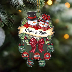 Snowman Grandpa & Grandma Mom & Dad Christmas Ball Kids Personalized Acrylic Ornament