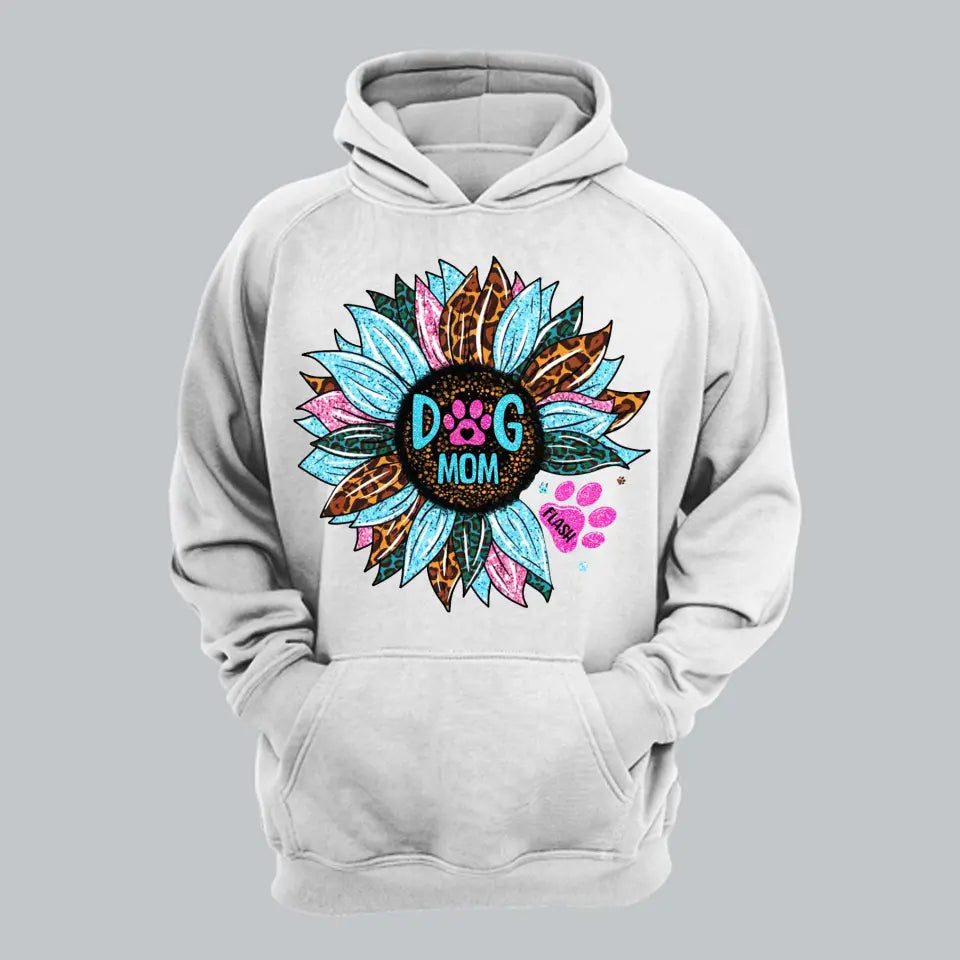 Personalized Sunflower & Dog Mom Tshirt Printed