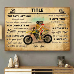 Custom Personalized Motocross Poster, Vintage Style, Dirt Bike Gifts For Boyfriend, Personalized Gift For Husband