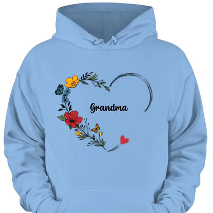 Colorful Flowers Grandma Nana Mimi Abuela With Grandkids Name Personalized Sweatshirt For Mother's Day