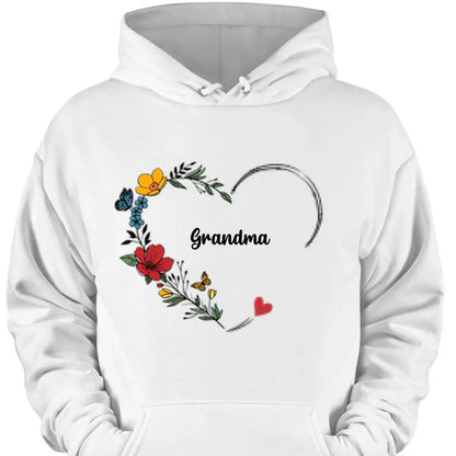 Colorful Flowers Grandma Nana Mimi Abuela With Grandkids Name Personalized Sweatshirt For Mother's Day