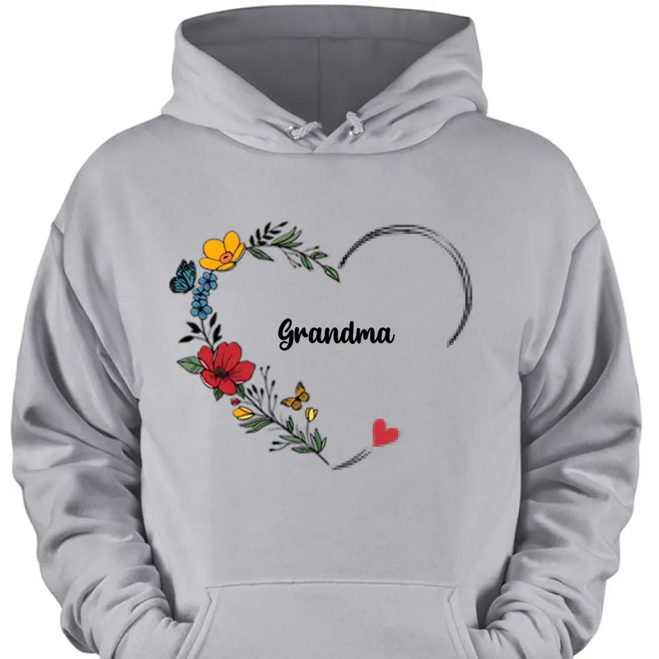 Colorful Flowers Grandma Nana Mimi Abuela With Grandkids Name Personalized Sweatshirt For Mother's Day