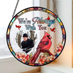 I Am With You - Personalized Photo Stained Glass Window Hanging Suncatcher