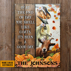 Goat Farm, Autumn Barn, Fall Farmhouse, Pumpkin Custom Classic Metal Signs