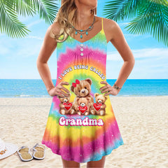 Grandma/ Mama Bear I Love Being Called Grandma/ Mama Colorful Personalized Summer Dress