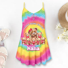 Grandma/ Mama Bear I Love Being Called Grandma/ Mama Colorful Personalized Summer Dress