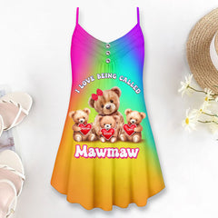 Grandma/ Mama Bear I Love Being Called Grandma/ Mama Colorful Personalized Summer Dress