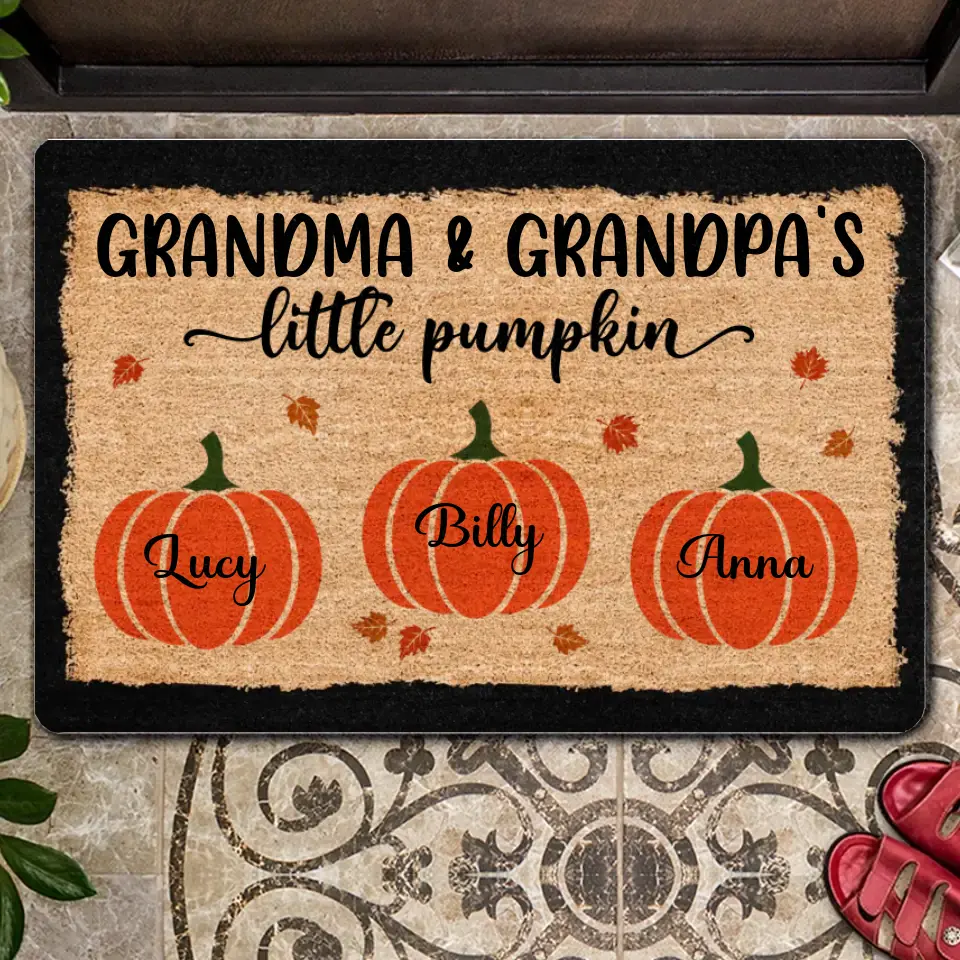 Grandparents Little Pumpkins - Personalized Autumn Halloween Doormat