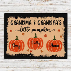 Grandparents Little Pumpkins - Personalized Autumn Halloween Metal Sign