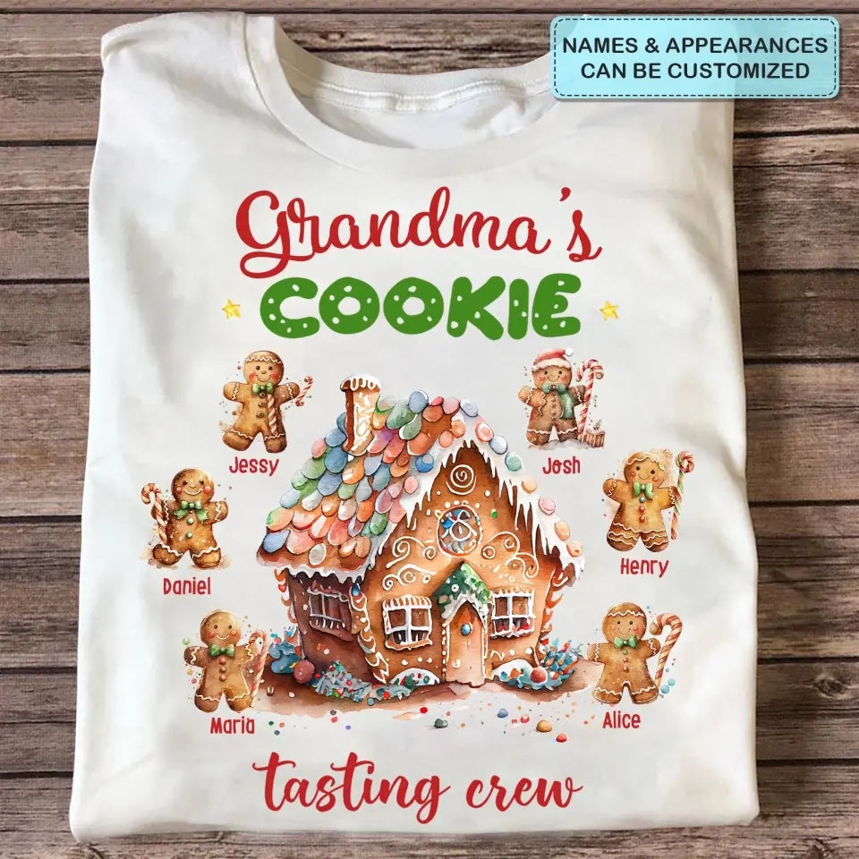 Grandma's Cookie Tasting Crew - Personalized Custom T-Shirt - Christmas Gift For Grandma, Mom, Family Members
