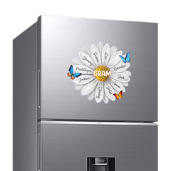 Personalized Mom, Grandma With Kids Name Flower Sticker Decal and Magnetic Fridge Magnet