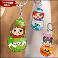 Easter Egg Bunny Peeps Cute Kids Personalized Acrylic Keychain Gift for Grandmas Moms