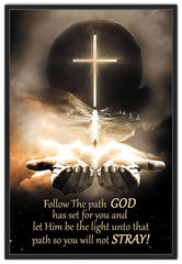 Follow The Path God Has Set For You Poster Wall Art Scripture Wall Print Distressed Typographic Jesus Poster Inspirational Positive Quotes